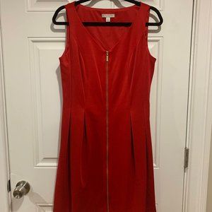 Red Full-Zipper Dress